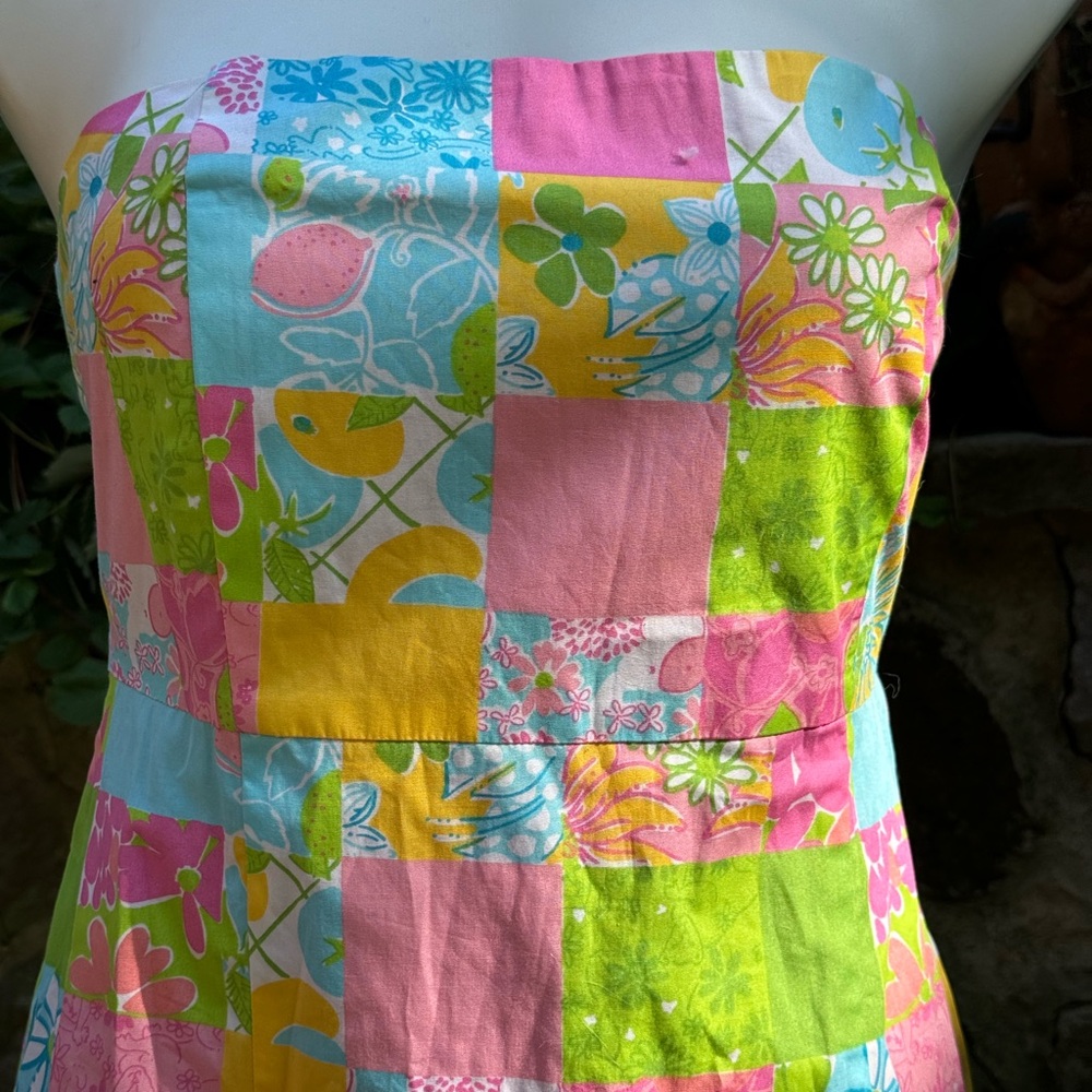 Lily Pulitzer Strapless Halter Patch Work Vintage… - image 4